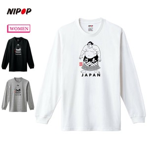 【予約】 長袖Tシャツ 力士 相撲 和 プリント インバウンド お土産 ロンT トップス レディース