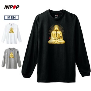 【予約】 長袖Tシャツ 仏 和 プリント インバウンド お土産 ロンT トップス メンズ ユニセックス