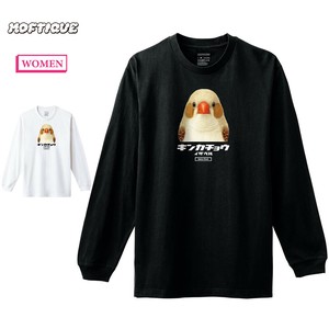 【予約】 長袖Tシャツ キンカチョウ イザベル 鳥 ペット アニマル プリント 袖リブ ロンT レディース