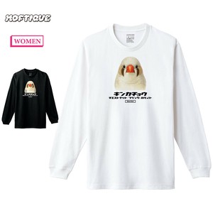 【予約】 長袖Tシャツ キンカチョウ CFW 鳥 ペット アニマル プリント 袖リブ ロンT レディース