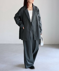 ダブルジャケット+ワイドパンツセットアップ　セットアップ　ダブルジャケット