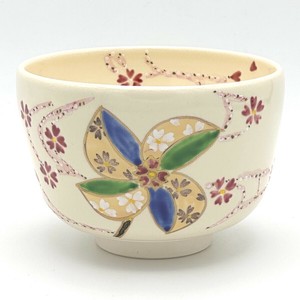 ※現品限り※【抹茶碗】京焼抹茶碗 「風車」／手描き 日本製 抹茶茶碗 和食器 清水焼 花
