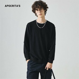 P22607 カジュアル Tシャツ 仮二件 無地 メンズ トップス 2025秋新作 長袖 ファッション ラウンドネック