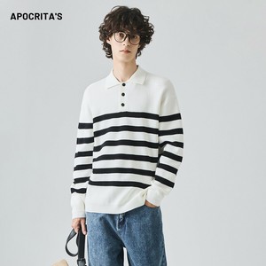 P22609 ストライプ ニット セーター メンズ トップス 2025秋新作 長袖 ファッション Tシャツ ポロシャツ