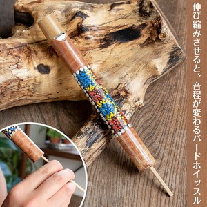 〔約23cm〕音が変わる　竹のバードホイッスル ドットペイント入り｜バリ島の手作り笛・伸び縮みするナチュ