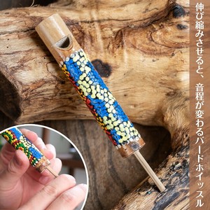 〔約12cm〕音が変わる　竹のバードホイッスル ドットペイント入り｜バリ島の手作り笛・伸び縮みするナチュ