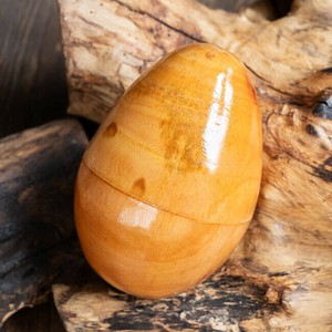 〔BIGサイズ 約11.5cm〕木目が綺麗なドットペイント 木製エッグシェイカー｜ころんと可愛い卵型マラカス・
