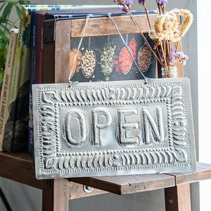 バリのアルミ細工ウェルカムボード OPEN＆CLOSE 25.5cm x 15cm