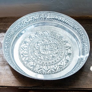 バリのアルミ細工 ラウンドトレイ お盆 40.5cm