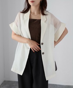 シアー半袖シャツジャケット　シャツジャケット　シアー素材　透け感