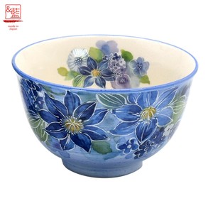 ＆藍●日本製 美濃焼 和食器 食器 陶器 ギフト ●花あわせ 飯碗 クレマチス セラミック藍