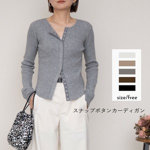 新作！スナップボタン リブニットトップス トレンドの裾カーブデザイン【予約販売】