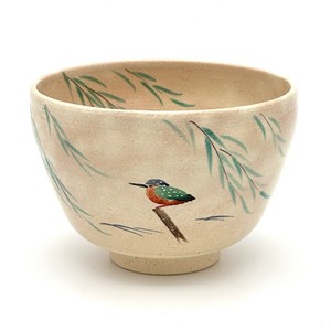 ※現品限り※【抹茶碗】京焼抹茶碗 「柳とカワセミ」／手描き 日本製 抹茶茶碗 和食器 清水焼