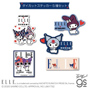 【5種セット】 ELLE×マイメロディ&クロミ ダイカットステッカー サンリオ 周年 キャラ グッズ SANSET18