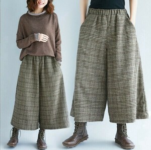 起毛グレンチェック柄ワイドキュロット【新作】