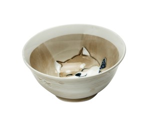 笑いぬ　4.8小丼　ブラウン　箱入り【美濃焼　日本製　犬　いぬ　どんぶり】