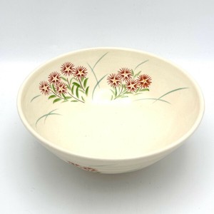 ※現品限り※【抹茶碗】京焼抹茶碗 「なでしこ」／手描き 日本製 抹茶茶碗 和食器 清水焼 平茶碗