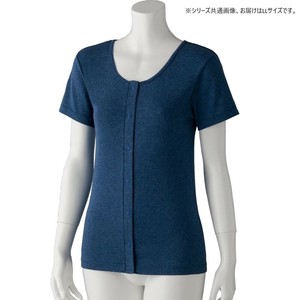 ケアファッション フライス杢半袖ホックインナー(婦人) ネイビー LL 9760913