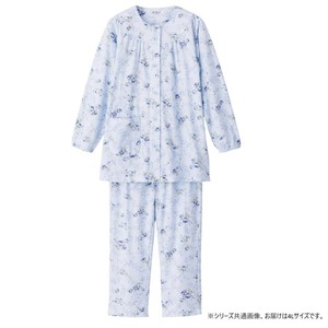 ケアファッション ワンタッチパジャマ(婦人) サックス 4L 8926616