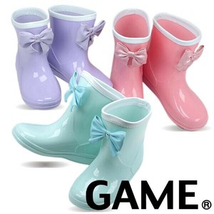 【GAME】 538 レインブーツ 長靴 キッズ リボン 女の子 レインシューズ 防水   おしゃれ かわいい　靴