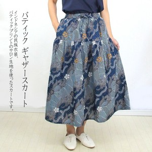 裙子 缩褶裙 腰部 棉 印花 春夏