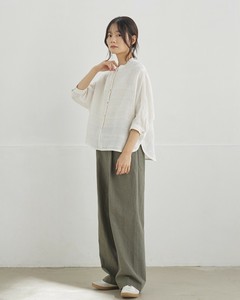 Pre-order Button Shirt/Blouse Check Linen Cotton Sheer