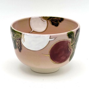 ※現品限り※【抹茶碗】京焼抹茶碗 「カブ」／手描き 日本製 抹茶茶碗 和食器 清水焼 花