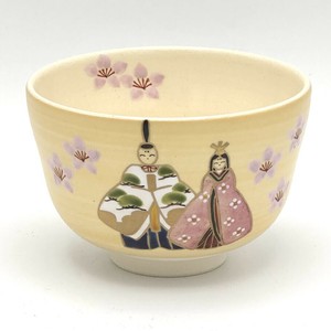 ※現品限り※【抹茶碗】京焼抹茶碗 「ひな祭り」／手描き 日本製 抹茶茶碗 和食器 清水焼 花