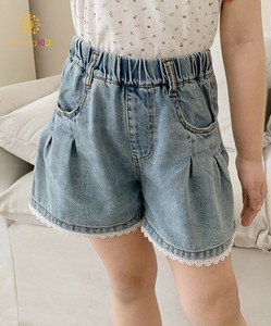 【aimoha-KIDS-】デニム キッズフレアショートパンツ 子供 ズボン ボトムス 女の子
