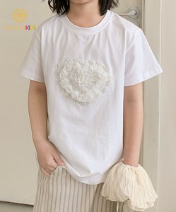 【aimoha-KIDS-】キッズ 立体刺繍 ローズTシャツ 半袖 夏 女の子 子供