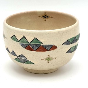 ※現品限り※【抹茶碗】京焼抹茶碗 「鱗紋」／手描き 日本製 抹茶茶碗 和食器 清水焼
