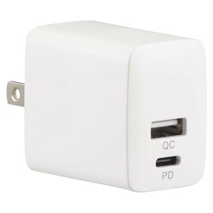 AC充電器 PD対応Type-C+QC3.0対応Type-A 2ポート高速充電