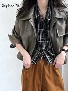 人気上昇 INSスタイル 2025秋新作 翻領モータージャケット 短款レザーアウター