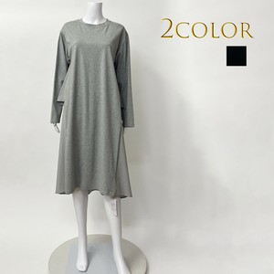 【2025秋冬新作】【M〜L】【ミセス】【キャリア】異素材切替ロングワンピース  k8638
