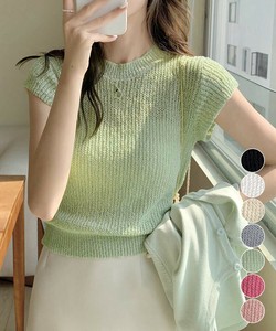 国内即納 フレンチスリーブサマーニットトップス夏服
