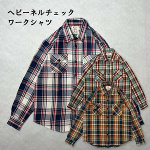 ヘビーネルチェックワークシャツ　アメカジ　ストリート　カジュアル　アロハシャツ