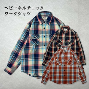 ヘビーネルチェックワークシャツ　アメカジ　ストリート　カジュアル　アロハシャツ