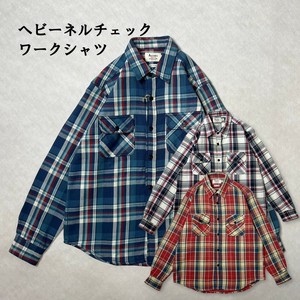 ヘビーネルチェックワークシャツ　アメカジ　ストリート　カジュアル　アロハシャツ
