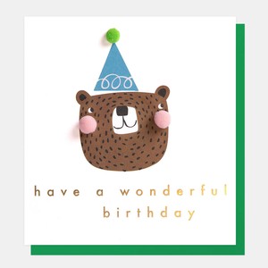 【カード】HAVE A WONDERFUL BIRTHDAY BEAR IN BLUE PARTY HAT