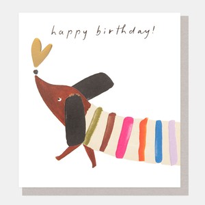 【カード】HAPPY BIRTHDAY! SAUSAGE DOG WITH STRIPED JUMPER