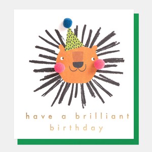 【カード】HAVE A BRILLIANT BIRTHDAY LION WITH PARTY HAT