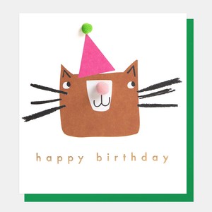 【カード】HAPPY BIRTHDAY CAT IN PINK PARTY HAT