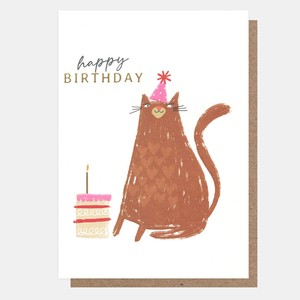 【カード】HAPPY BIRTHDAY CAT WITH CAKE