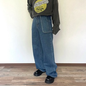 即納【2025新作】ポケット取り外しストレートデニムパンツ　ワイド　オールシーズン　2WAY　シンプル