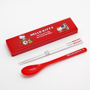 ≪新商品≫ 【ハローキティ】　引フタコンビ　箸＆スプーンセット　 抗菌<日本製>