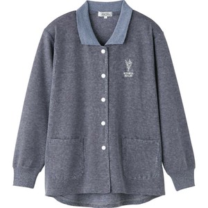 ケアファッション スナップ釦ポロカーディ(婦人) ネイビー M〜L 82030341