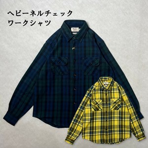 ヘビーネルチェックワークシャツ　アメカジ　ストリート　カジュアル　ネルシャツ　ヘビーウェイト