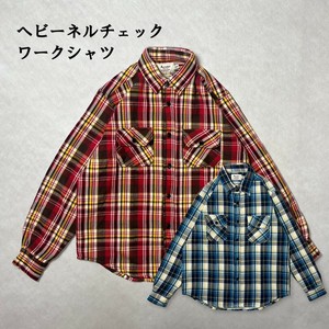ヘビーネルチェックワークシャツ　アメカジ　ストリート　カジュアル　ネルシャツ　ヘビーウェイト