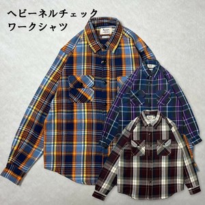 ヘビーネルチェックワークシャツ　アメカジ　ストリート　カジュアル　ネルシャツ　ヘビーウェイト