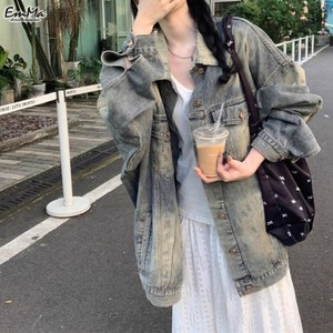 ウォッシュドデニムジャケット レトロカジュアル オーバーサイズ 春 秋 ONA4078 【2025AW】
